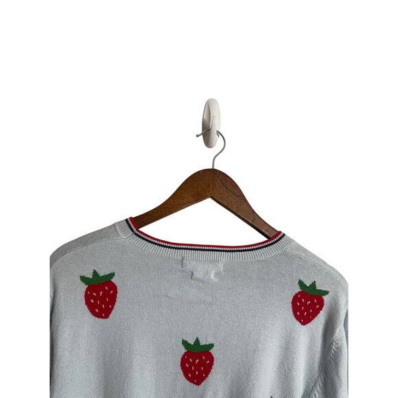 Clare V. Classic Strawberry Sweater Cotton Cashmere Womans Large - Picture 11 of 11